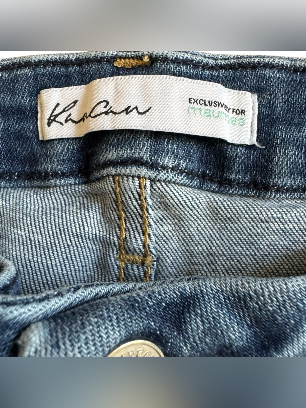 KanCan Maurices Blue Bermuda Denim Jean Shorts 8” Frayed Raw Hem High Rise 18 - Picture 7 of 8